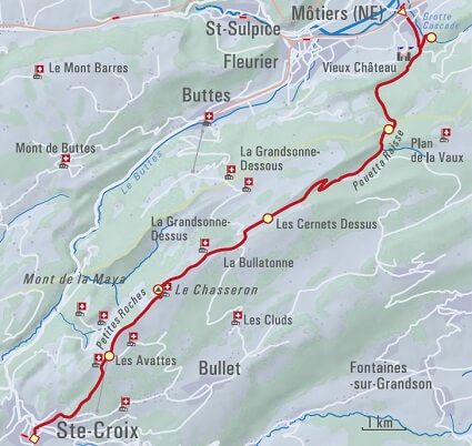 Val de travers wandern: Wanderkarte