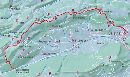 Wanderkarte: Wolfsschlucht-Wanderung ab Balsthal