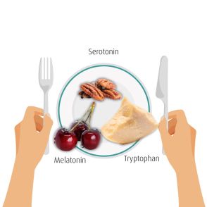 Sauerkirschen, Parmesan und Pekannüsse auf einem Teller