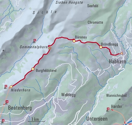 Wanderkarte: Zum Niederhorn wandern