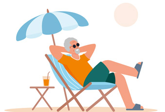 Grafik: Mann mit Sonnenbrille am Strand