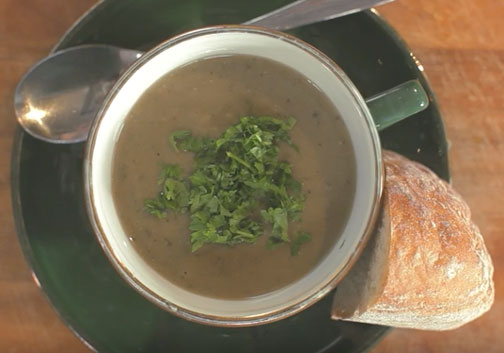 Soupe de lentilles et d’aubergines