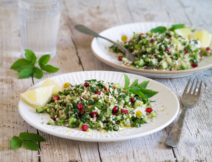 Taboulé-Salat mit Brennnesseln und Giersch