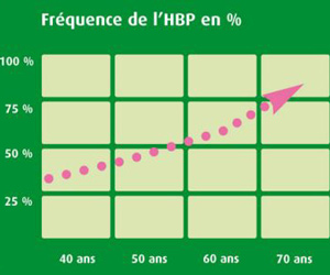 Fréquence de l'hyperplasie bénigne de la prostate