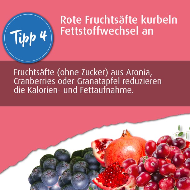 Rote Fruchtsäfte kurbeln den Stoffwechsel an