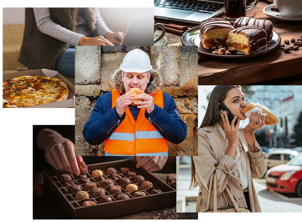 verschieden Personen beim Essen