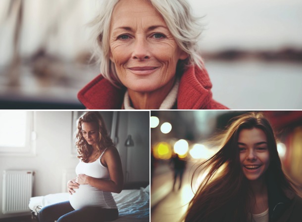 drei verschiedene Frauentypen