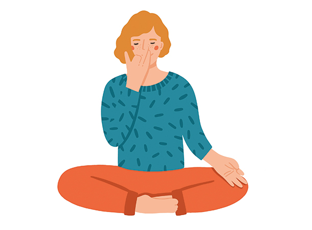 Frau bei Atemübung