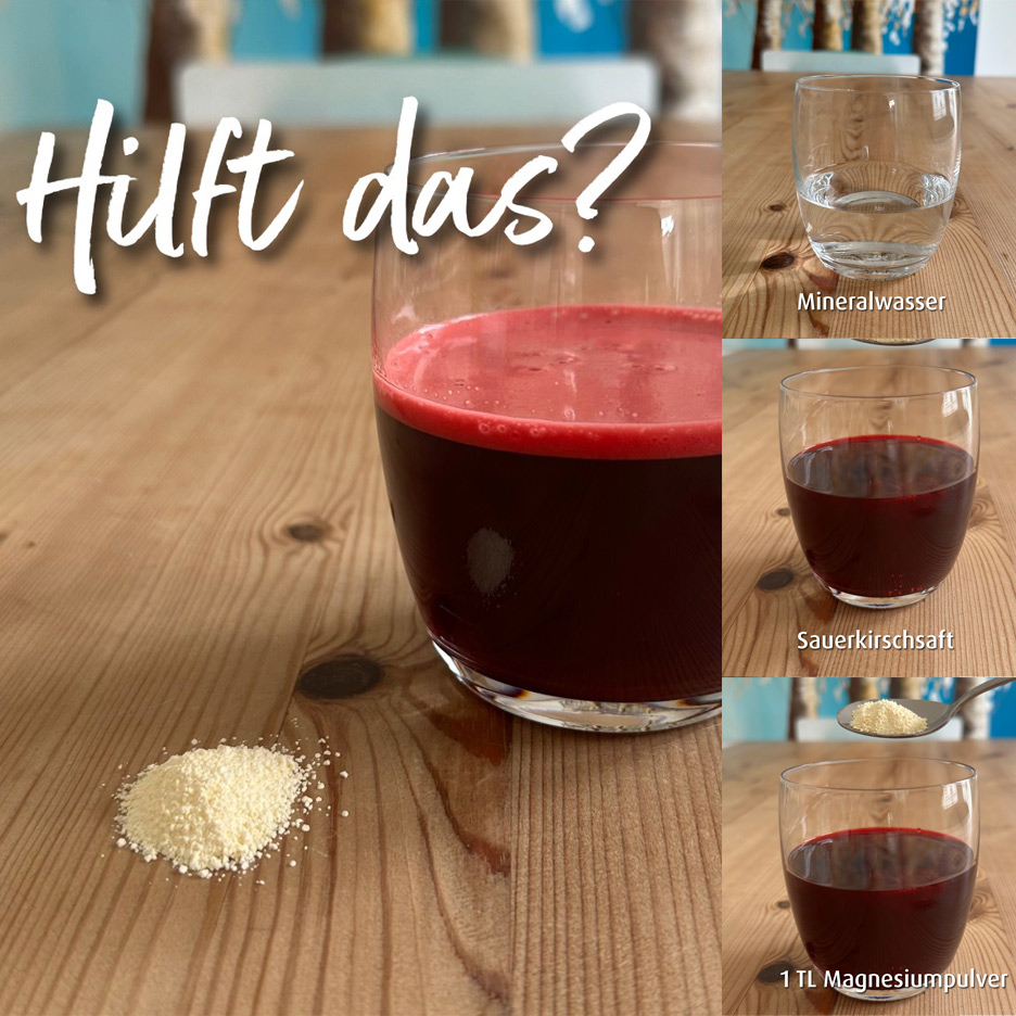 Sauerkirschsaft, Magnesium und Mineralwasser