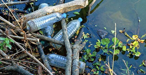 Wasservermutzung: Flaschen im Fluss (Foto: 123RF, S Rakin)